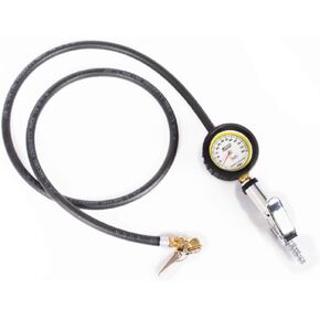JOES RACING PRODUCTS Tire Inflator and Gauge, Pro Gauge, Quick Fill, Remote, 5 ft. Air Hose, 0-60 psi, Analog, 2-1/2 in Diameter, White Face, 1 lb. Increments, Each
