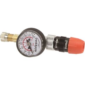 EZ618A Tire Pressure Gauge 160 PSI, Reversible Valve (Presta/Schrader) Flow-Thru Inflatable Model