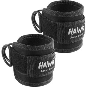 Hawk Sports Ankle Straps for Cable Machines for Enhanced Booty, Glute, Leg & Other Lower Body Workouts, Strong and Portable Glute Kickback Ankle Strap (Pair) for Safely Weightlifting an Extra 220 lbs.