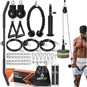 Home Gym Pulley System, Tricep Workout Pulley System for LAT Pulldown, Biceps Curl, Triceps, Shoulders, Back, Forearm Workout, Weight Cable Pulley System for Squat Rack, Garage