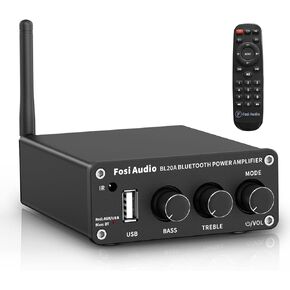 Fosi Audio BL20A 200W Bluetooth 5.0 Home Audio Stereo Amplifier Hi-Fi Mini Class D Integrated Amp with U-Disk/3.5MM AUX/RCA Input and Remote Control for Home Passive Theater Speaker with Power Supply