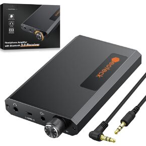 Neoteck Portable 3.5mm Headphone Amplifier with Bluetooth 5.0 Receiver, Two-Stage Gain Switch, 16-300 Ohm HiFi Earphone Amp, Aluminum Matte Surface in Kuwait