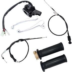 Cylinman Throttle Housing Start Switch Choke Cable Control Left Right Brake Lever Fit for Yamaha PW50 PY50 Peewee Y-Zinger Motorcycle Dirt Bike Black Hand Grip Set