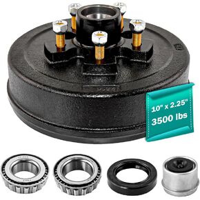 10" x 2-1/4" Trailer Brake Drum Kit 5 on 4.5" for 3500 lbs Heavy Duty 5 Bolt Trailer Brake Drums 1/2"-20 L68149/L44649 Trailer Brake Hub Drum Assembly 008-247-05,84546,22001K