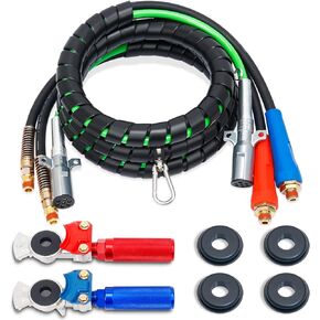 YiaChuii 12FT 3 in 1 ABS Air Lines Glad Hands Handles, 7 Way Air Power Line with Glad Hand & Extension Grips Air Brake Lines for Trailers Semi Trucks