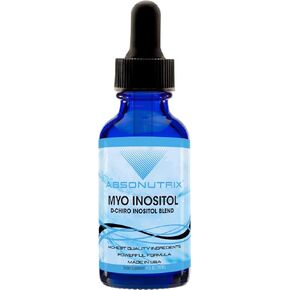Absonutrix Myo Inositol & D-Chiro Inositol Blend 590 mg, 4 Fl Oz Drops, 200 Potent Servings, Bioavailability, Quick Absorption, GMP-Certified, Non-GMO, Cruelty-Free, Made in USA