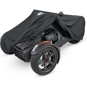 UltraGard Can-Am Ryker Full Motorcycle Cover with Expandable Pouch - Water-Resistant, Windshield Protection, Bungee Tie Downs, Reflective, Black 4-374 Ryker 600/900/Sport/Rally/Ryker Rally