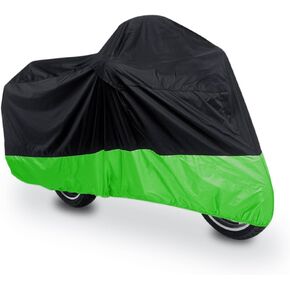 uxcell L 190T Rain Dust Protector Black+Green Scooter Motorcycle Cover 86inch for Harley Davidson