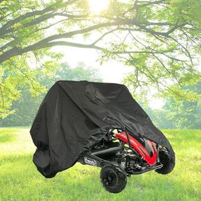 QYMOTO 2-seater Go Kart Cover,Coleman KT196 Go Kart Storage Cover All weather Protection,Heavy Duty 420D,Outdoor Waterproof Windproof Black for Coleman,Baja,TrailMaster,Mudhead Size 67" Lx 45"Wx 47" H