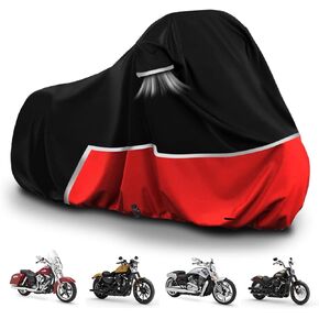 Waterproof Motorcycle Cover Replace for Harley Davidson Cruiser Models, 420D Oxford Cloth Softail, Dyna, Iron 883, Fat Boy 114, Forty-Eight, Low Rider, Sport Glide Cover for Snow Rain Protection