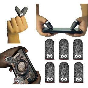 Mobile Game Finger Caps Non-Slip Touch Screen Gloves Anti-Sweat Sleeves Shoot Aim Thumb Cover Phone Accessories for CoD Warzone, Free Fire, PUBG, LOL Wild Rift, iOS, Android (3 Pairs)