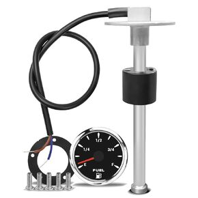 10mm Fuel Gauge Sending Unit Sensor Set, High Resolution (6" 150mm) Stainless Steel Fuel Tank Sending Unit and Fuel Gauge Kit Marine Fuel Sender for Boat RV Truck Vehicle