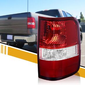 Tail Light Assembly Compatible with Ford F150 2004-2008 Halogen Type, F-150 Brake Rear Lamp Factory-OE-Style Replacement, w/o Bulb and Harness, Clear Red Lens, Right Passenger Side