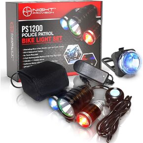 PS1200 Front & OPTIKS 210 Rear Police Patrol Bike Light - Red/Blue Strobe LED - Rechargeable - Water Proof - 5 Modes in Kuwait
