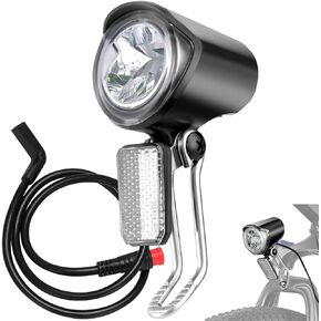 E-Bike LED-Headlight, 6V-60V Electric Bike Headlight for Night Riding, Waterproof Bicycle Front Light with Connector, Ultra Bright Mountain Bike Light, Adjustable Headlamp for Cycling Safety