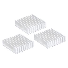 MECCANIXITY 3 قطع 40 × 40 × 11 مم مشعاع ألومنيوم تبريد بالوعة الحرارة مع ملصق أزرق حراري لوحدة المعالجة المركزية رقاقة، ترانزستور الطاقة، FET، IC، مضخم الطاقة، أحمر