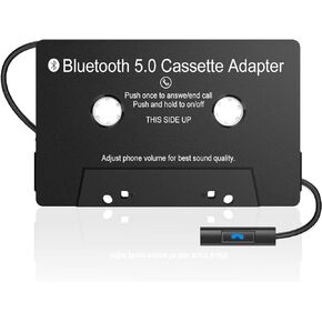 Car Audio Cassette Adapter Receiver, Bluetooth 5.0 Cassette Aux Adapter for Listening Mobile Phone Music and Car Voice Handsfree(Black)
