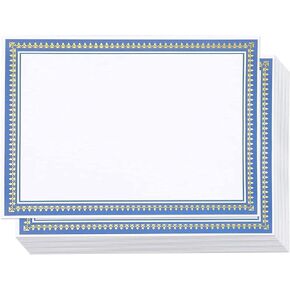 Best Paper Greetings Award Certificate Paper with Blue Border 8.5 x 11 for Printing Graduation, Diploma and Achievement (White) - Pack of 50