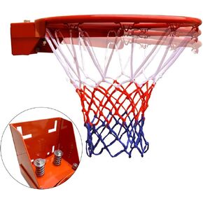 THUNDERBAY 18 inch Standard Double Spring Flex Reinforced Wall Mounted Basketball Rim, Two Nylon Nets Include One Nightlight Basketball Net