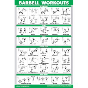 ملصق تمرينات QuickFit Barbell - مزدوج الجوانب (مصفح، 18 بوصة × 27 بوصة)