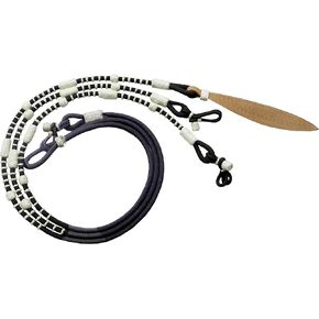 Black Nylon Rope with White Knots Raw Hide Leather Horse Tack Hand-Braided Romal Romel Reins Hand Made