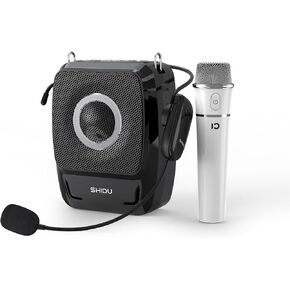 SHIDU Wireless Voice Amplifier,PA System with Microphone Headset(Amplify 15 Hours) Portable Megaphone Speaker for Teachers Tour Guides Coaches Yoga,Supports Bluetooth/TF Card and U-Disk Play Music