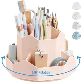 360 Degree Rotation Pen Holder,9 Slots Pencil Holder for Desk,Desk Organizer,Desk Accessories & Workspace Organizers,Apply Office, School, Home（White