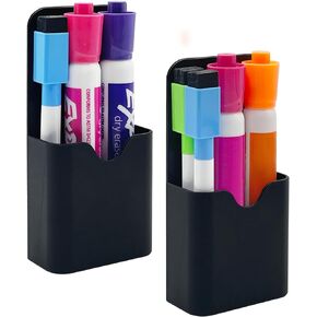 VieFantaisie 2 PCS Magnetic Pen Holder, Magnetic Dry Erase Marker Holder, Magnetic Marker Pencil Holder for Fridge, Whiteboard Marker Holder for School, Office, Home, Magnetic Marker Organizer, White