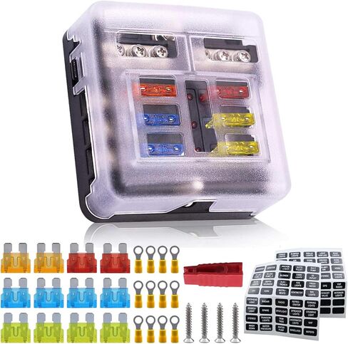 كتلة مصهر مقاومة للماء 6 طرق 12 فولت مع مؤشر LED وحافلة سلبية للسيارات والقوارب والمركبات الترفيهية والشاحنات DC 12V-24V حامل صندوق المصهر البحري 6 دوائر in Kuwait