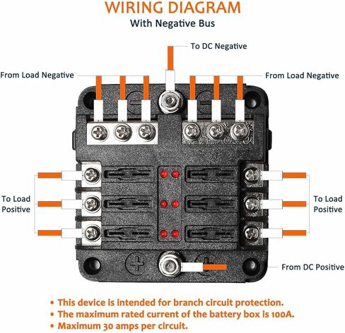 كتلة مصهر مقاومة للماء 6 طرق 12 فولت مع مؤشر LED وحافلة سلبية للسيارات والقوارب والمركبات الترفيهية والشاحنات DC 12V-24V حامل صندوق المصهر البحري 6 دوائر in Kuwait