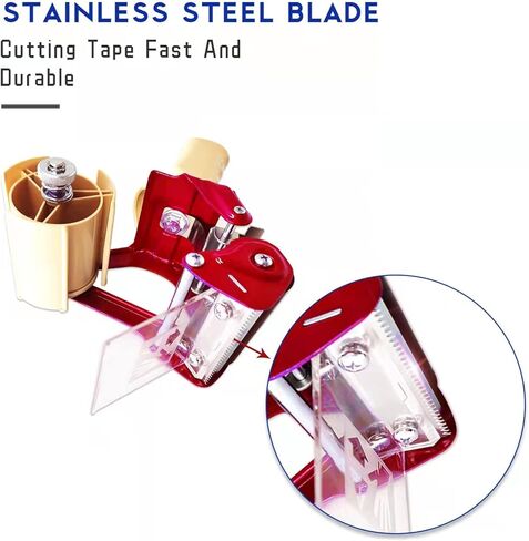 مسدس توزيع شريط التعبئة من Elepa - مسدس شريط عالي التحمل بعرض 3 بوصات مع مقبض مريح، مناسب للفة الشريط الأساسية مقاس 3 بوصات (أحمر.) in Kuwait