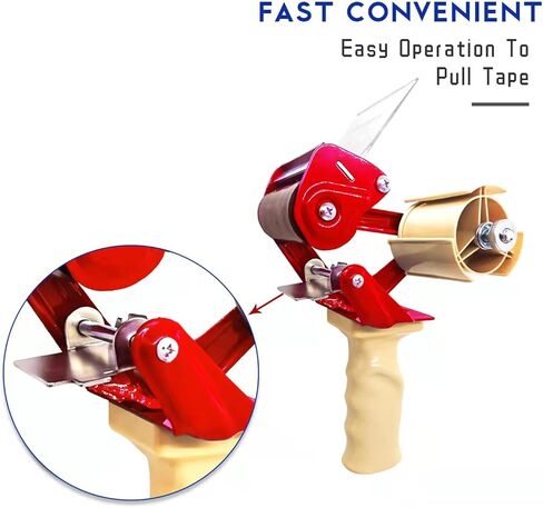 مسدس توزيع شريط التعبئة من Elepa - مسدس شريط عالي التحمل بعرض 3 بوصات مع مقبض مريح، مناسب للفة الشريط الأساسية مقاس 3 بوصات (أحمر.) in Kuwait