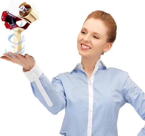 مسدس توزيع شريط التعبئة من Elepa - مسدس شريط عالي التحمل بعرض 3 بوصات مع مقبض مريح، مناسب للفة الشريط الأساسية مقاس 3 بوصات (أحمر.) in Kuwait