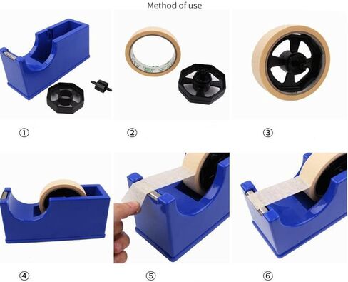 Tape Dispenser, Masking Tape Dispenser, Desktop Tape Dispenser Adhesive Roll Holder - with 1 Rolls Tape(2 in 1,Fits 1" and 3" Core,8.2x3.9x3 inch) Heavy Duty PremiumPerfect for Office, Home (Blue) in Kuwait