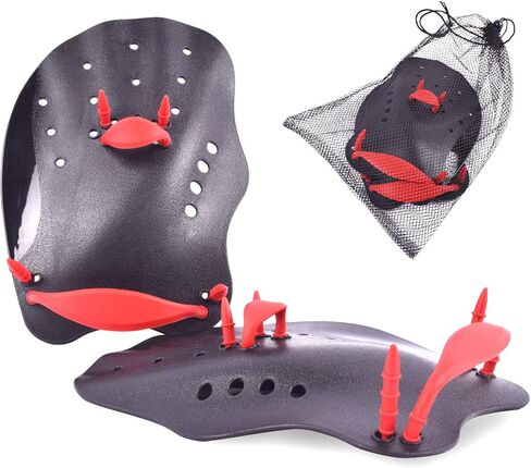 مجاذيف اليد لتدريب السباحة من DRM - مجاذيف يدوية قوية للتدريب على السباحة لتحسين التقنية، حزام قابل للتعديل للرجال والنساء والشباب in Kuwait