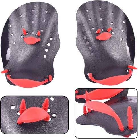 مجاذيف اليد لتدريب السباحة من DRM - مجاذيف يدوية قوية للتدريب على السباحة لتحسين التقنية، حزام قابل للتعديل للرجال والنساء والشباب in Kuwait