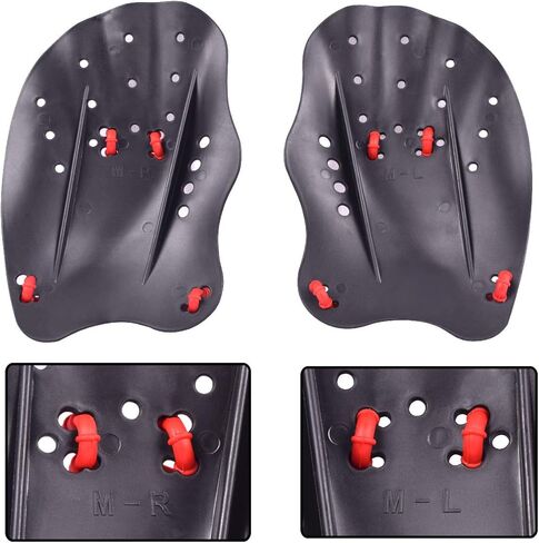 مجاذيف اليد لتدريب السباحة من DRM - مجاذيف يدوية قوية للتدريب على السباحة لتحسين التقنية، حزام قابل للتعديل للرجال والنساء والشباب in Kuwait