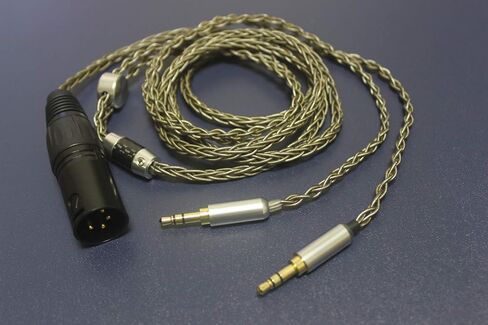 Youkamoo 4 Pin XLR Balanced Male متوافق مع Hifiman HE4XX، HE-400i Headphones 8 Core مضفر مطلي بالفضة استبدال كابل ترقية الصوت (إصدار 2 × 3.5 مم) in Kuwait