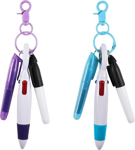 HOYDATE 8Pcs Mini Highlighter Nurse Pen Pack Set Nurse Pens for Badge Include Tip Highlighter 2 Permanent Marker Pens and 2 Retractable Ball Pen with 2 Nursing Keychain Clip (Black+Orange) in Saudi Arabia