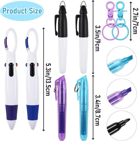 HOYDATE 8Pcs Mini Highlighter Nurse Pen Pack Set Nurse Pens for Badge Include Tip Highlighter 2 Permanent Marker Pens and 2 Retractable Ball Pen with 2 Nursing Keychain Clip (Black+Orange) in Saudi Arabia
