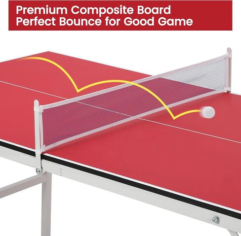 GAOMON Portable Ping Pong Table, Mid-Size Foldable Table Tennis Table wIith Net, 2 Paddles, 3 Balls, Adjustable Feet for Indoor Outdoor, No Assembly Required in Saudi Arabia