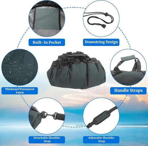 Rainleaf Wetsuit Changing Mat,Surf Changing Mat,Waterproof Wetsuit Bag with Shoulder and Handle Strap for Surfing Beach Swim Outdoor Sports in Saudi Arabia