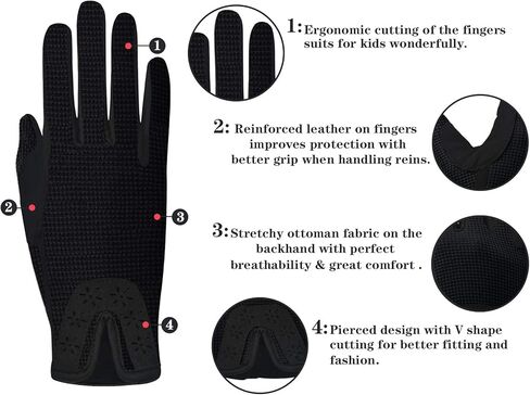 ChinFun Kid's Horse Riding Gloves Child Youth Stretchable Equestrian Mittens Boys & Girls Anti-Slip Gloves for Horseback Riding Cycling Running Outdoor Activities in Kuwait