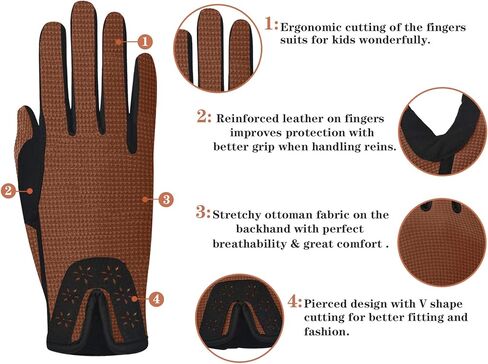 ChinFun Kid's Horse Riding Gloves Child Youth Stretchable Equestrian Mittens Boys & Girls Anti-Slip Gloves for Horseback Riding Cycling Running Outdoor Activities in Saudi Arabia