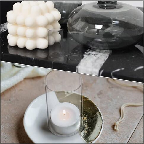VOSAREA 4PCS Clear Glass Candle Covers Candle Holder Glass Open Ended Glass Candleholder Tube Shade for Candle Pendant Lights Chandelier 15X7CM in Saudi Arabia