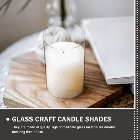 VOSAREA 4PCS Clear Glass Candle Covers Candle Holder Glass Open Ended Glass Candleholder Tube Shade for Candle Pendant Lights Chandelier 15X7CM in Saudi Arabia