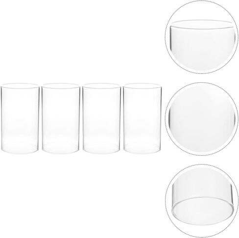 VOSAREA 4PCS Clear Glass Candle Covers Candle Holder Glass Open Ended Glass Candleholder Tube Shade for Candle Pendant Lights Chandelier 15X7CM in Saudi Arabia