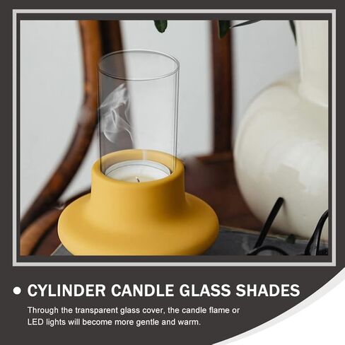 VOSAREA 4PCS Clear Glass Candle Covers Candle Holder Glass Open Ended Glass Candleholder Tube Shade for Candle Pendant Lights Chandelier 15X7CM in Saudi Arabia