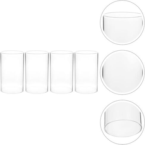 VOSAREA 4PCS Clear Glass Candle Covers Candle Holder Glass Open Ended Glass Candleholder Tube Shade for Candle Pendant Lights Chandelier 15X7CM in Saudi Arabia