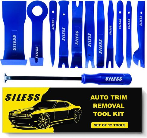 Siless Auto Trim Removal Tool Set - 4 pcs - Auto Trim Tool Car Tools, Easy Door Panel Removal Tool, Fastener Removal, Clip, Molding, Dashboards, Interior Trim Tools (No Scratch Plastic Pry Tool Kit) in Saudi Arabia
